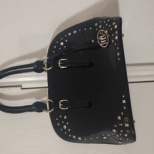 Elegant Black Handbag with Studded Details